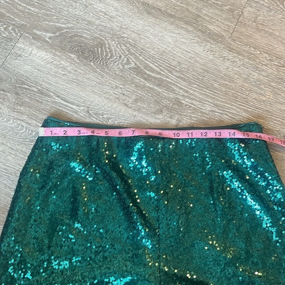 Allegra K High Waist Green Sequin Shorts size xl side zip - Picture 7 of 9